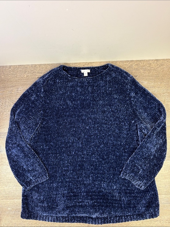 J. Jill Sweaters - J. Jill Chenille Navy Blue Sweater & Matching Neck Roll Petite Large LP